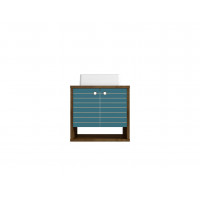 Manhattan Comfort 242BMC93 Liberty Floating 23.62 Bathroom Vanity with Sink and 2 Shelves in Rustic Brown and Aqua Blue